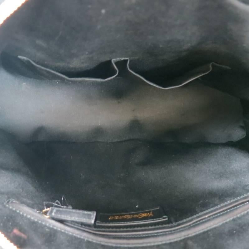 Women's YVES SAINT LAURENT YSL MUSE Black Brown Leather Tote Handbag