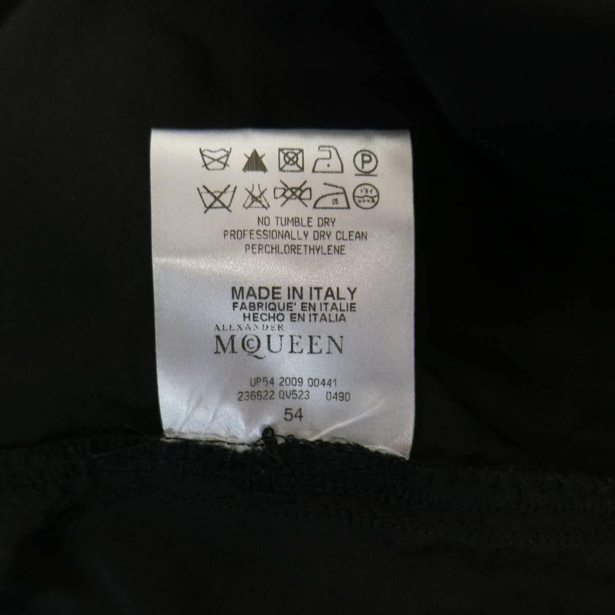 Alexander McQueen Men's Black Silk Tab Hem Back Belt Pants, Size 38  2