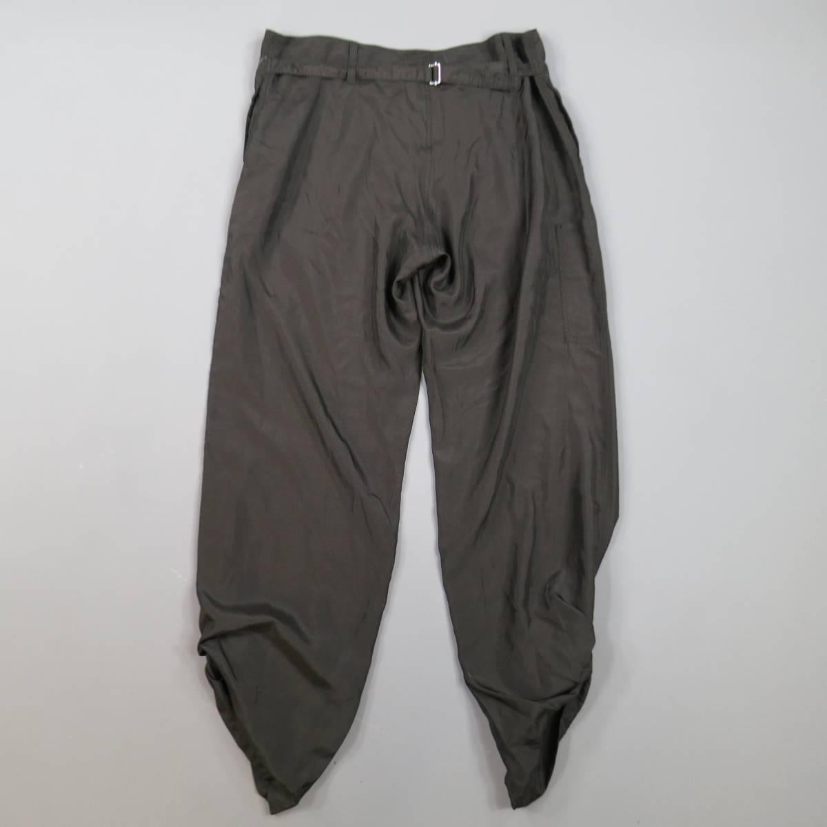 Alexander McQueen Men's Black Silk Tab Hem Back Belt Pants, Size 38  In New Condition In San Francisco, CA