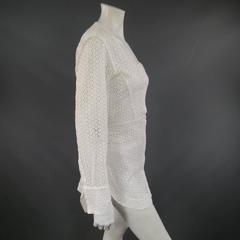 ALAIA Size S White Floral Lace Cutout Cotton Scoop Neck Skirt Blouse