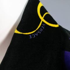 VERSACE Size 6 Black Gold Yellow & Violet Purple Floral Velvet Blazer