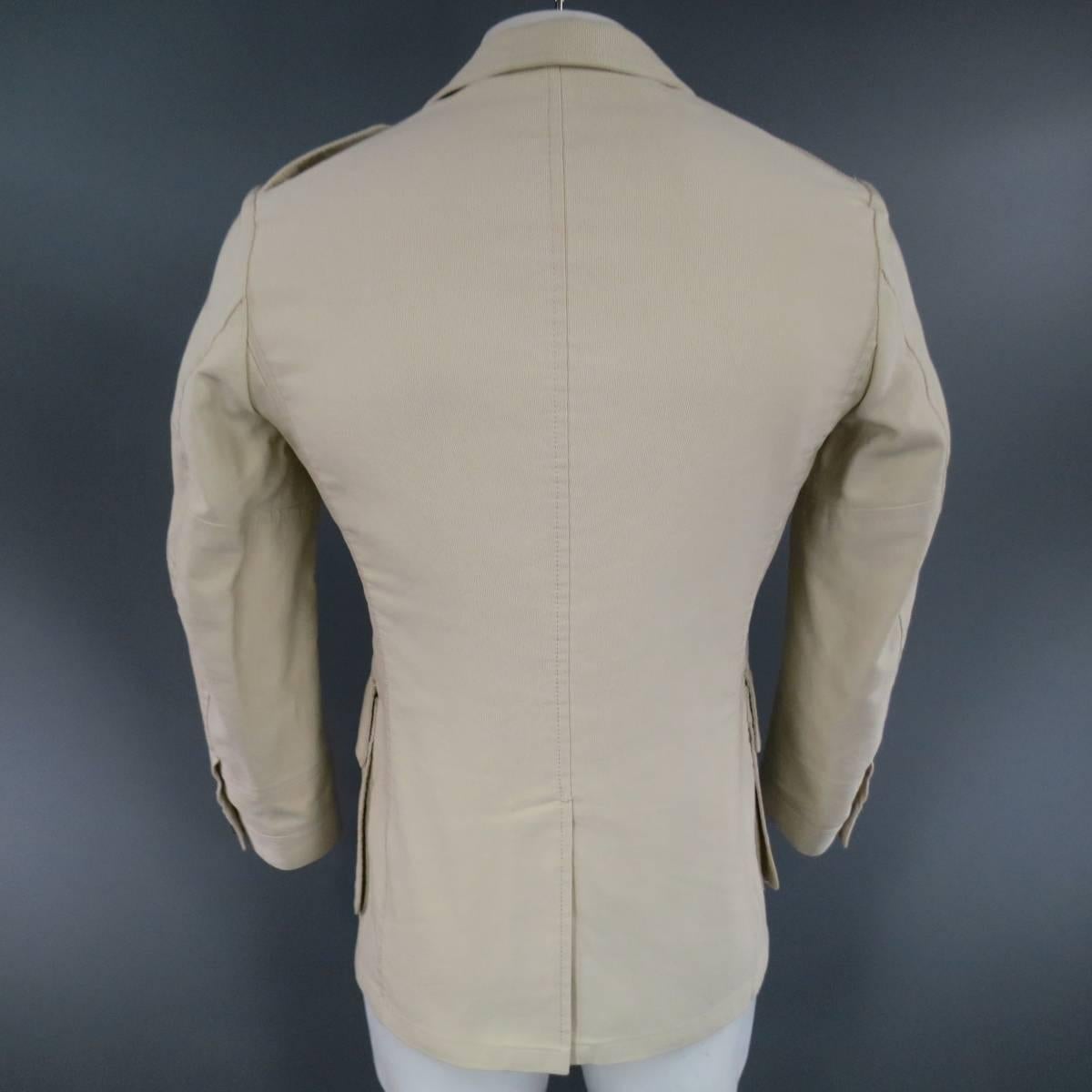  Tom Ford Men's 38 Khaki Beige Cotton Faille Patch Pockets Safari Jacket 2