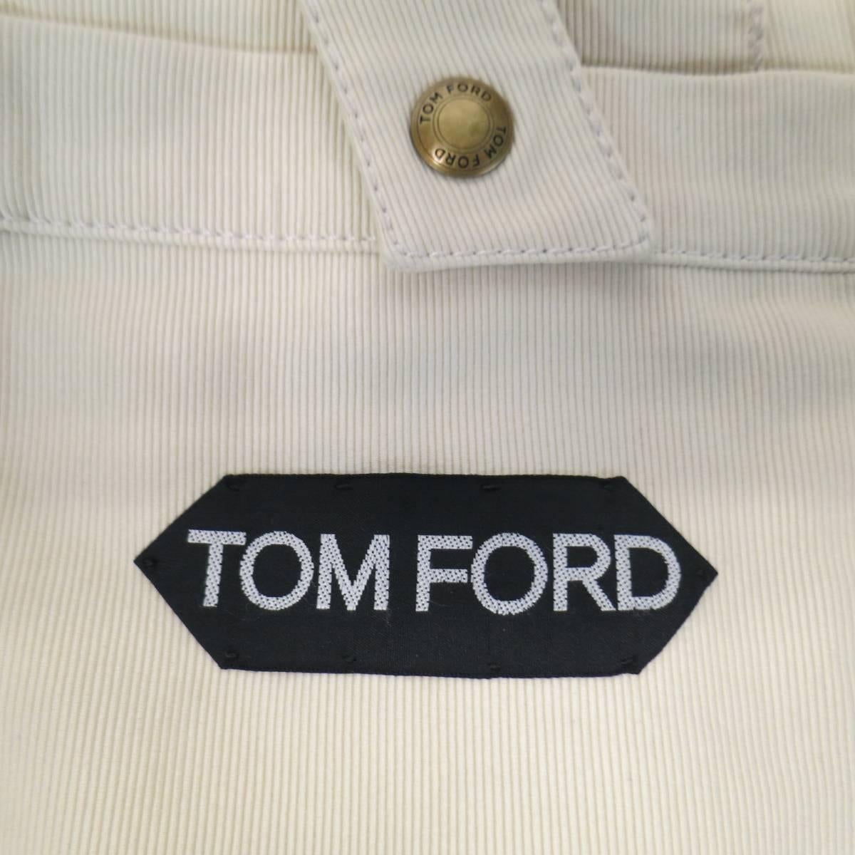  Tom Ford Men's 38 Khaki Beige Cotton Faille Patch Pockets Safari Jacket 3