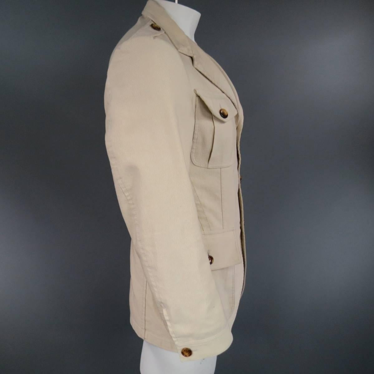 Tom Ford Men's 38 Khaki Beige Cotton Faille Patch Pockets Safari Jacket ...