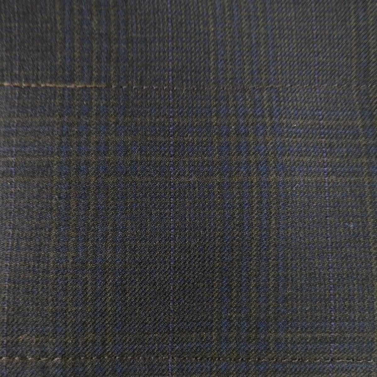 PRADA Size 10 Brown & Navy Plaid Wool High Neckline 60's Style Skirt Suit 3