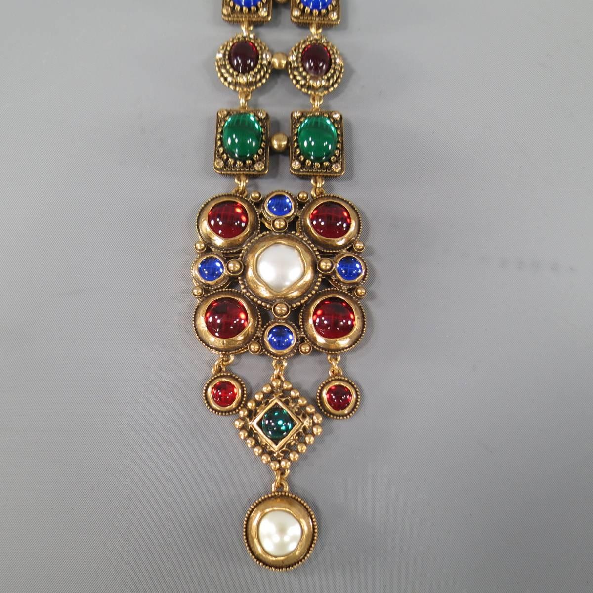 Women's OSCAR DE LA RENTA Jeweled Gold European Vintage Byzantine Inspired Necklace