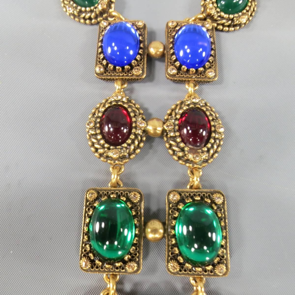 OSCAR DE LA RENTA Jeweled Gold European Vintage Byzantine Inspired Necklace 1