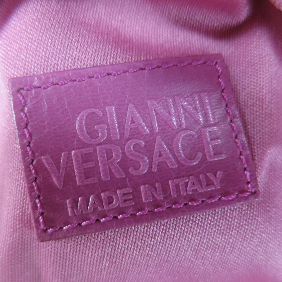 Women's GIANNI VERSACE Metallic Pink Python Gold Leather Knot Handle Bag