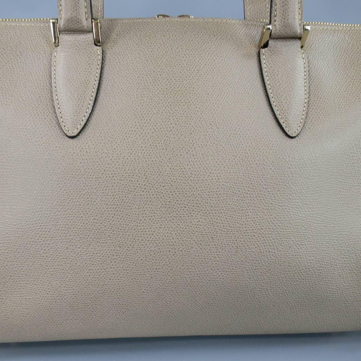 VALEXTRA Taupe Pebbled Leather Top Handles Cross Body Bag at 1stDibs