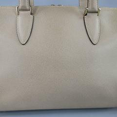 VALEXTRA Taupe Pebbled Leather Top Handles Cross Body Bag