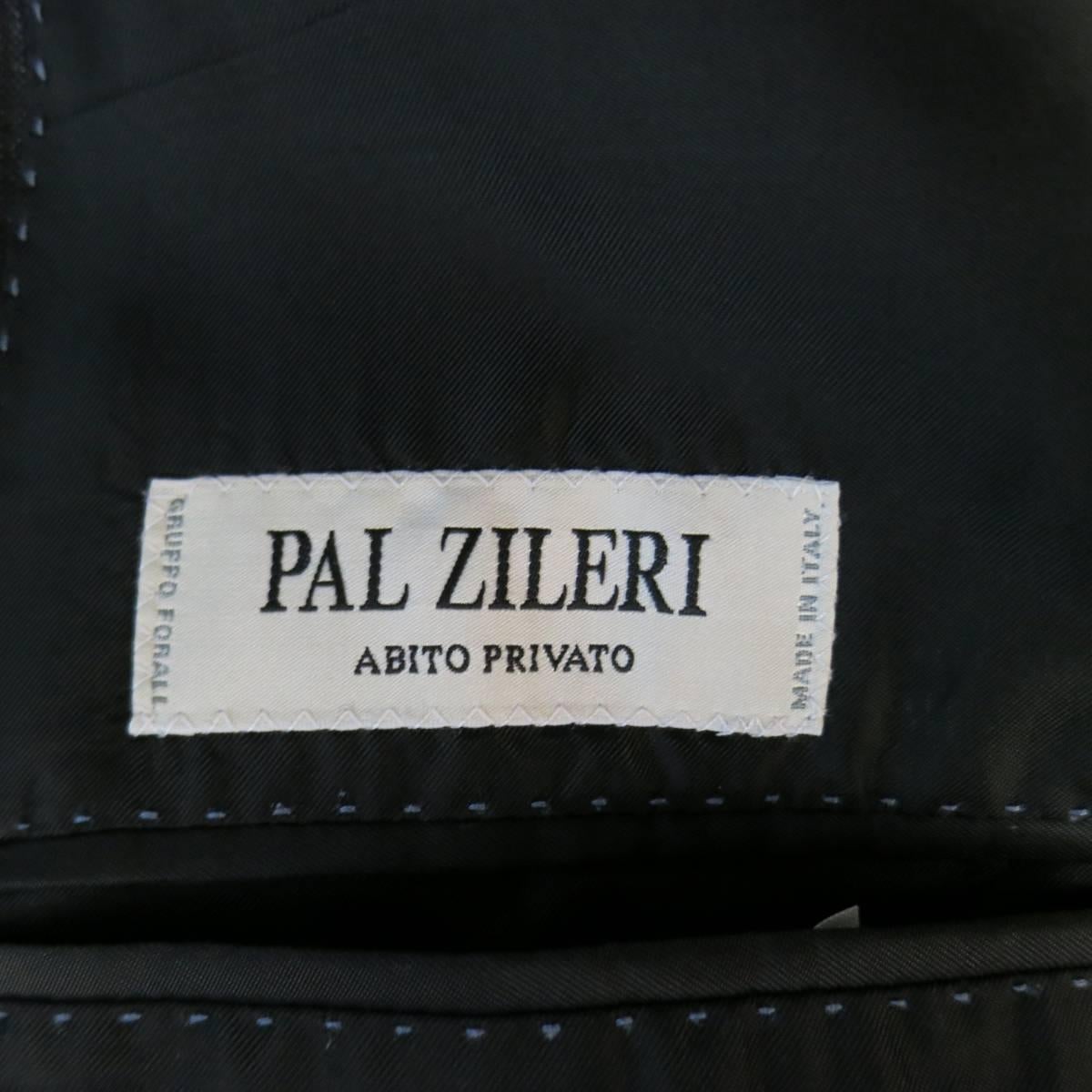 Pal Zileri Charcoal Striped Wool 3 Button Notch Lapel Suit, 40 Regular  1