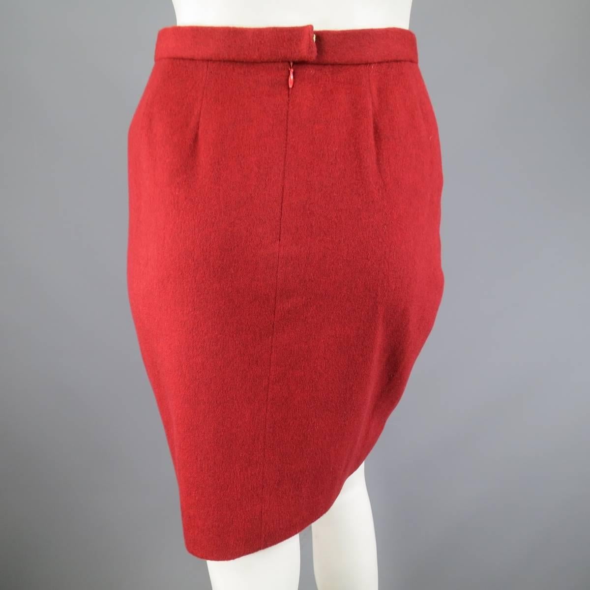 CAROLINA HERRERA Size 4 Green & Red Wool / Cashmere Heart Jacket Skirt Suit 4