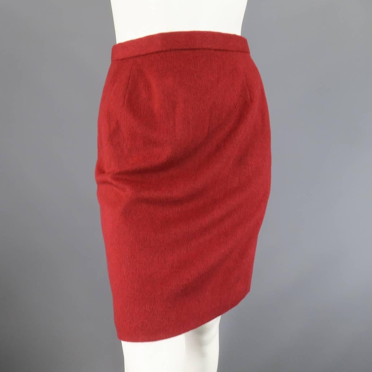 CAROLINA HERRERA Size 4 Green & Red Wool / Cashmere Heart Jacket Skirt Suit 2