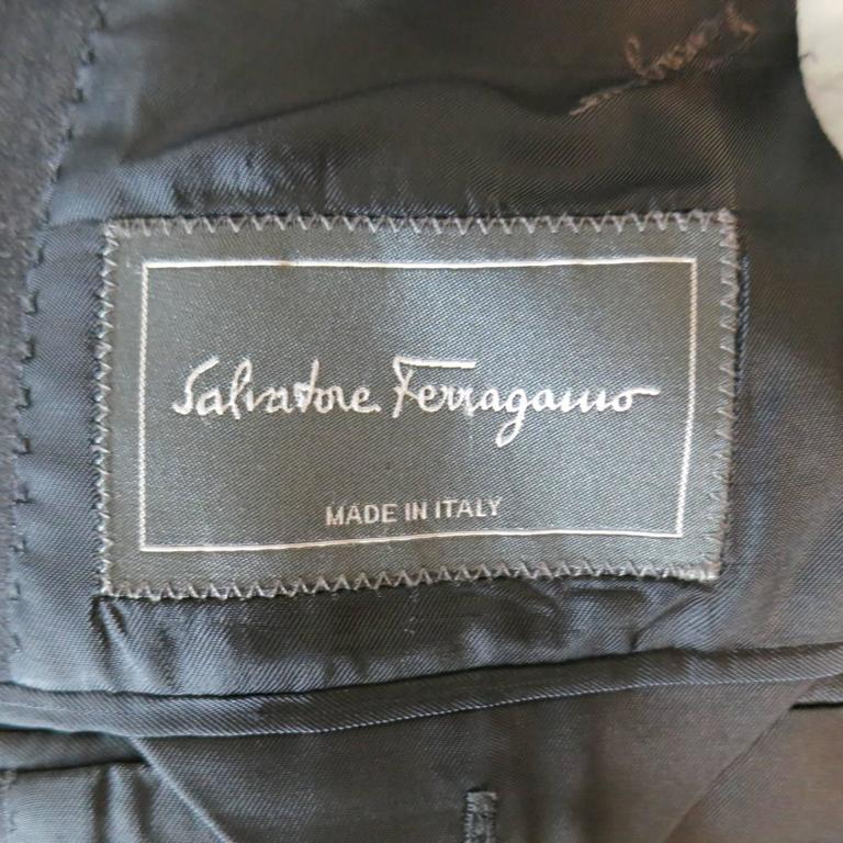 SALVATORE FERRAGAMO Suit - US 38 / 48 R Charcoal Herringbone Wool 3 ...