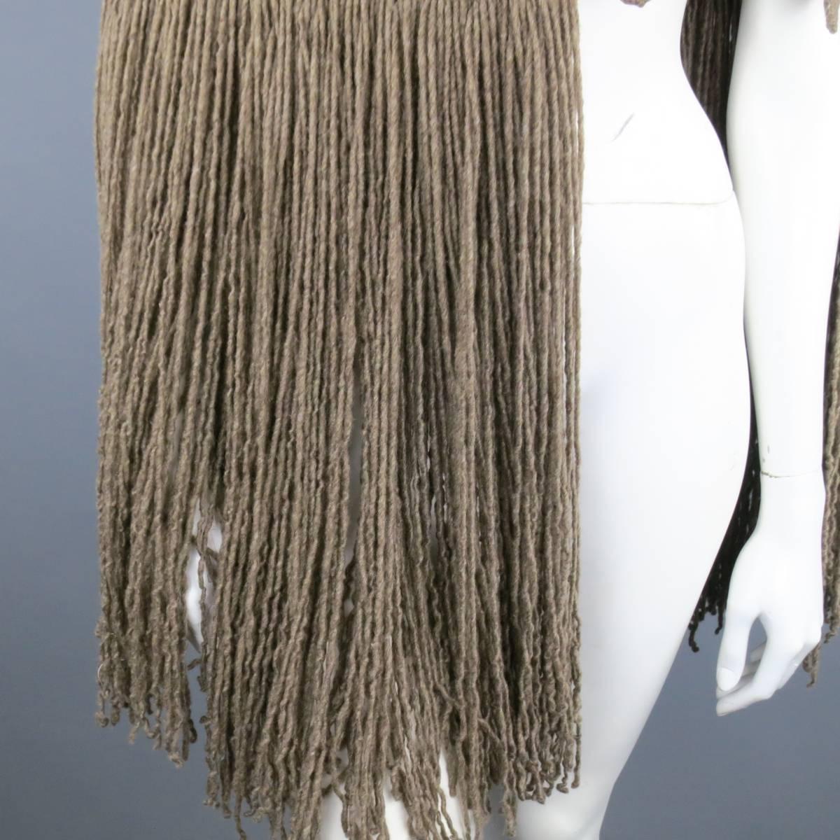 Brown RALPH LAUREN Fall 2015 COLLECTION Taupe Cashmere Fringe Scarf Shawl
