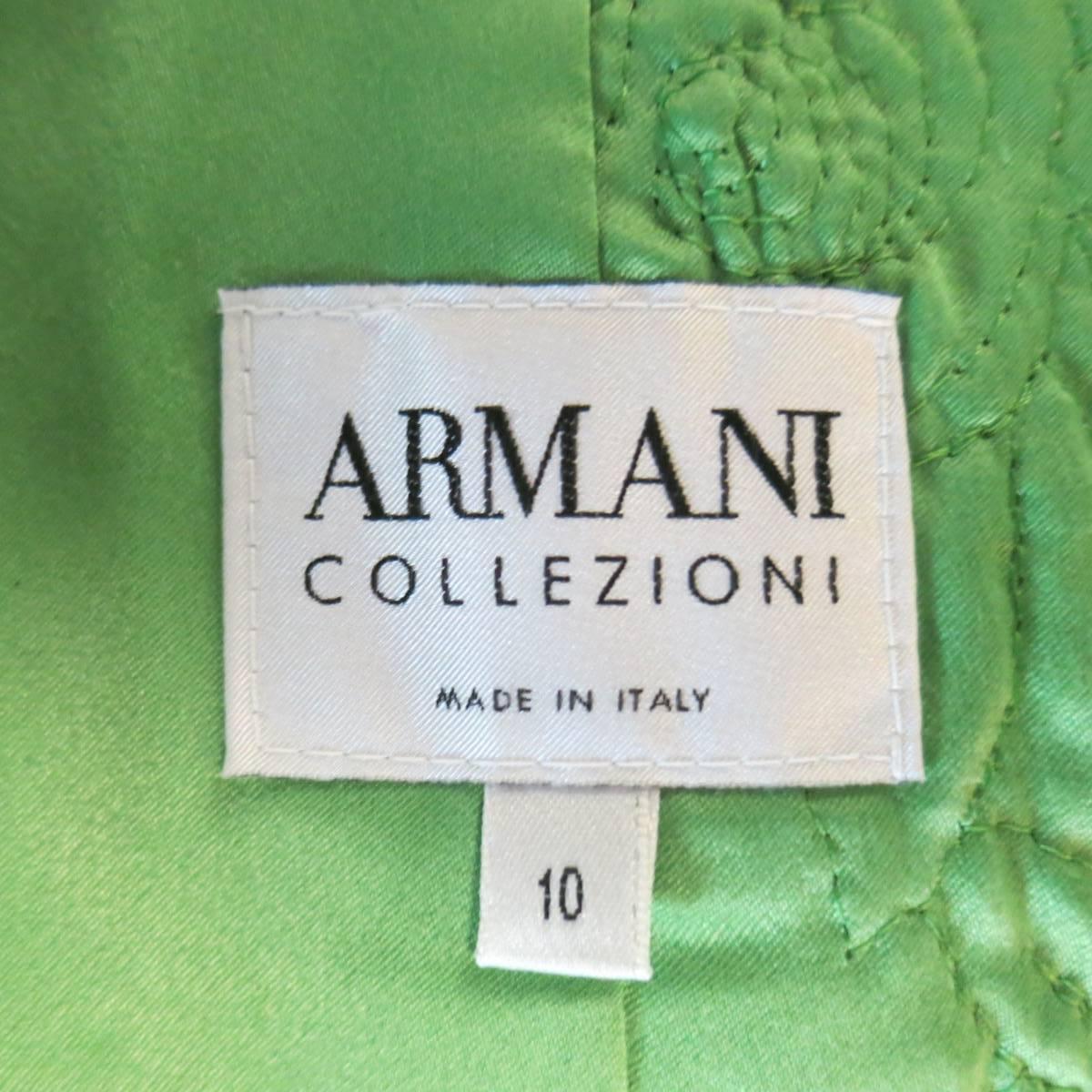 ARMANI COLLEZIONI Size 10 Green Textured Wool Oversized Collar A line Coat 1
