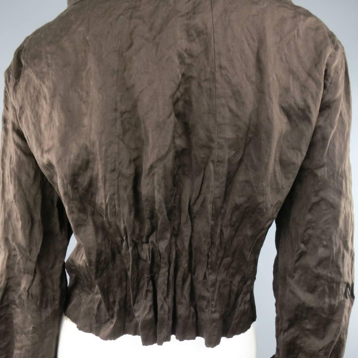 PRADA Spring 2009 8 Brown Wrinkled Cotton / Silk Blend Drawstring Skirt Suit 2
