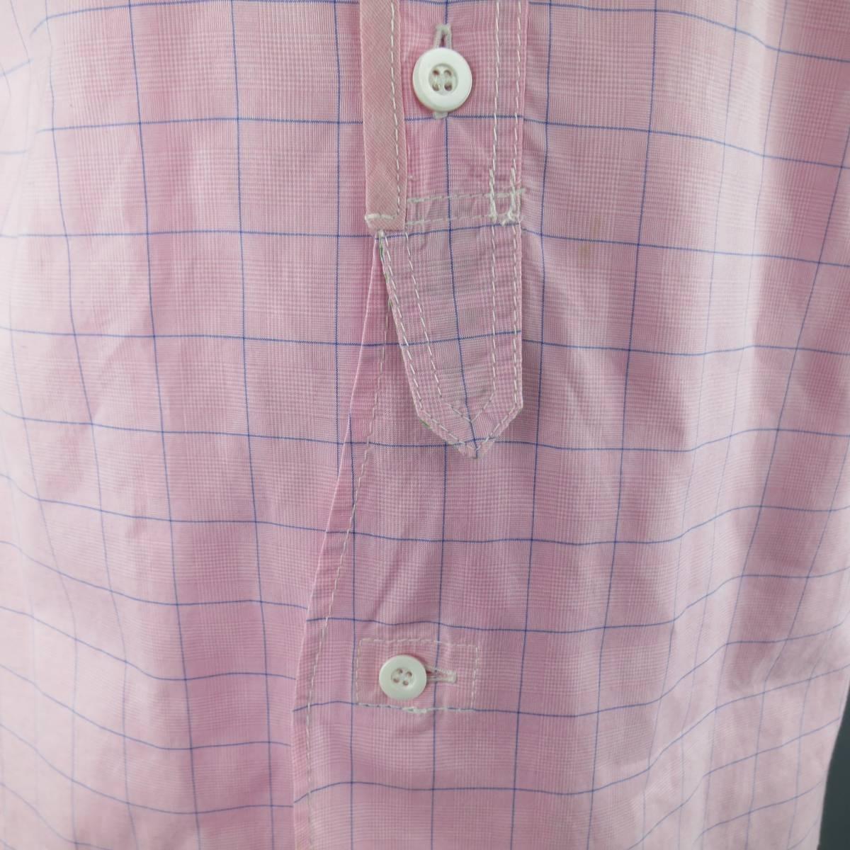 JUNYA WATANABE Size L Pink & Blue Window Pane Cotton Long Sleeve Shirt 2012 In Fair Condition In San Francisco, CA