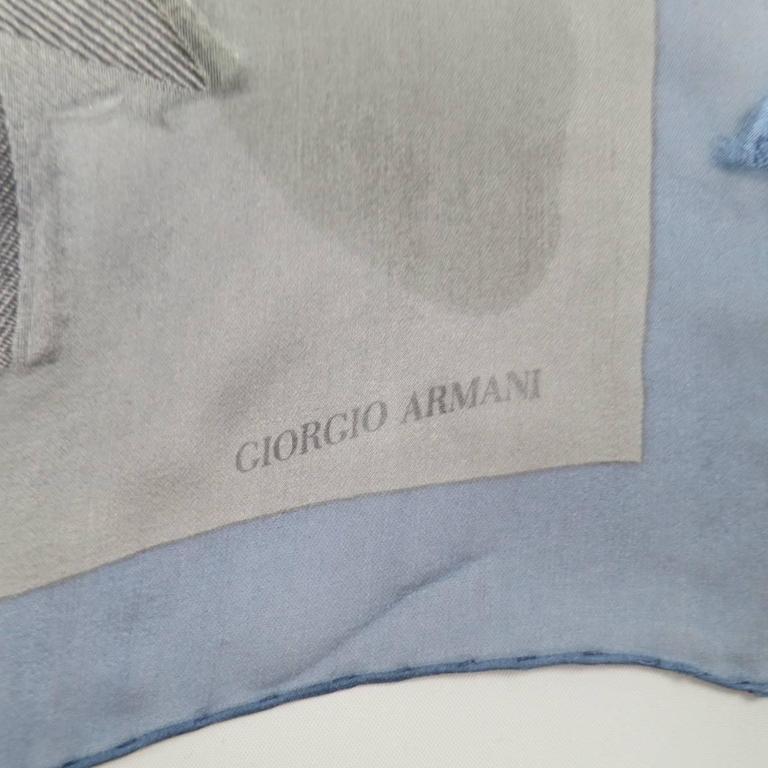 GIORGIO ARMANI Grey and Navy Leaf Burnout Print Silk Chiffon Scarf at ...