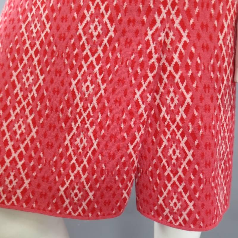 CHANEL Size 8 Red & Pink Rhombus Cashmere Fall 2003 Skirt 1