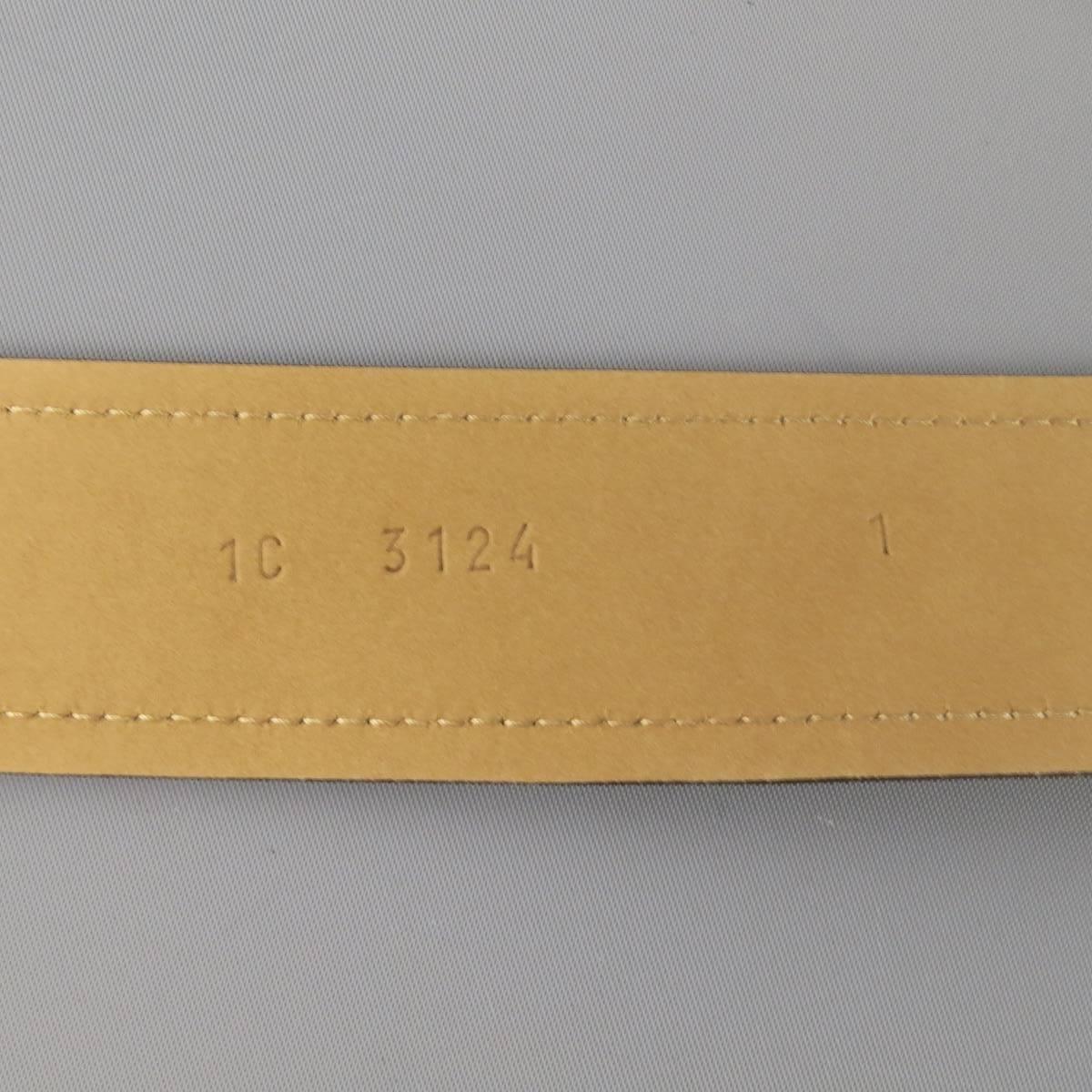 PRADA Brown 32 Leather Gold Buckle Grommet Belt In Excellent Condition In San Francisco, CA