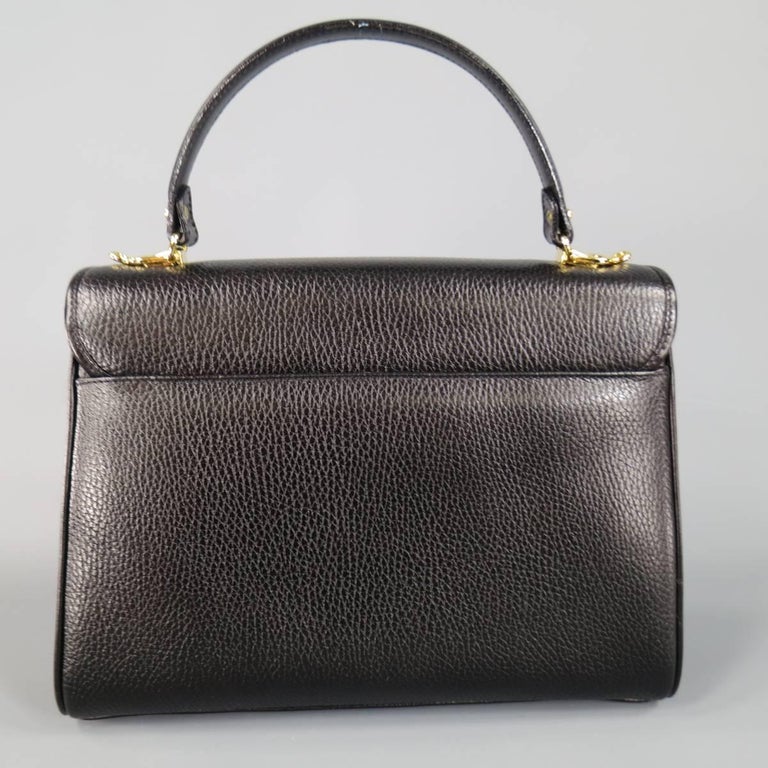 Vintage MARK CROSS Black Pebbled Leather Gold Hardware Murphy Satchel Handbag For Sale at 1stdibs
