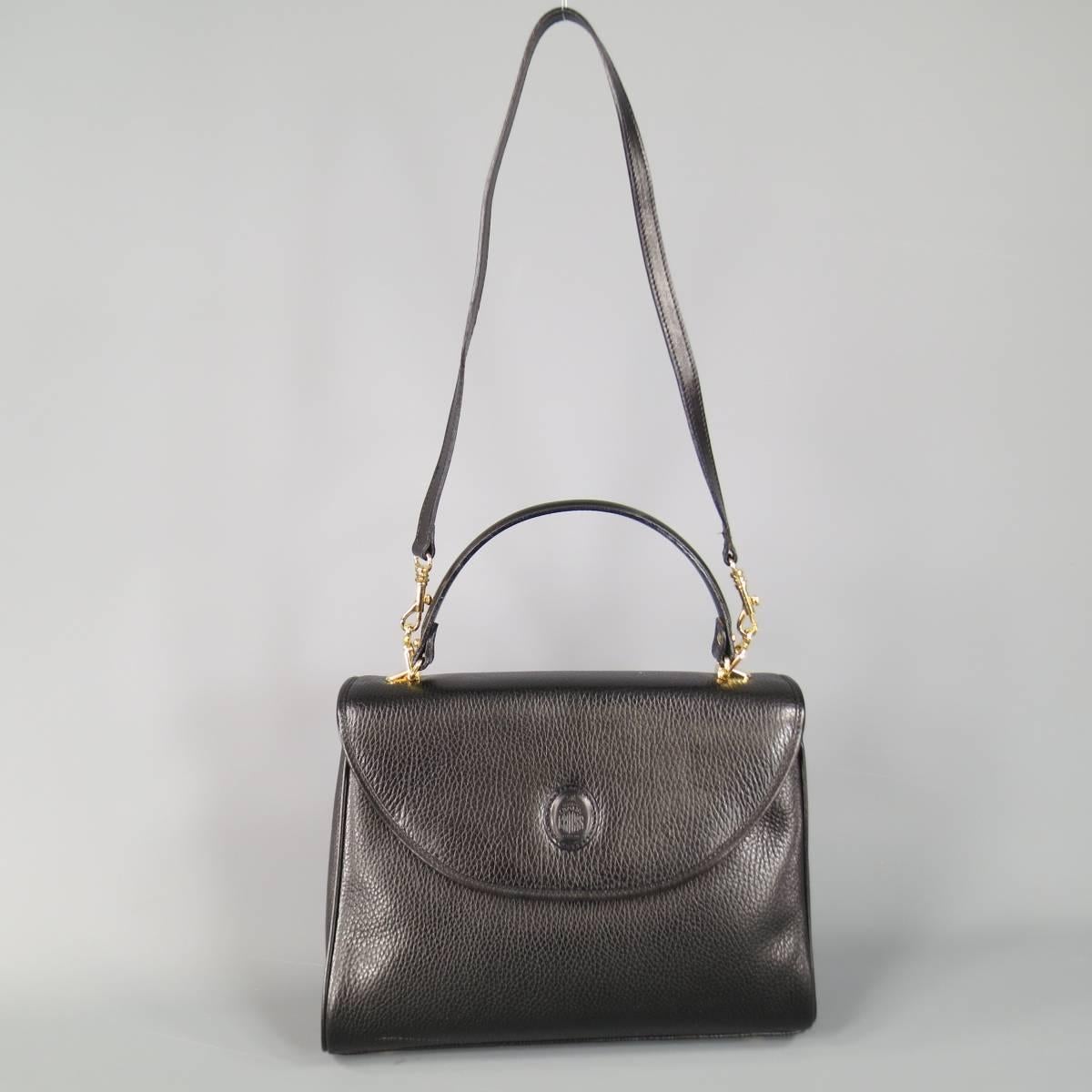 Women's Vintage MARK CROSS Black Pebbled Leather Gold Hardware Murphy Satchel Handbag