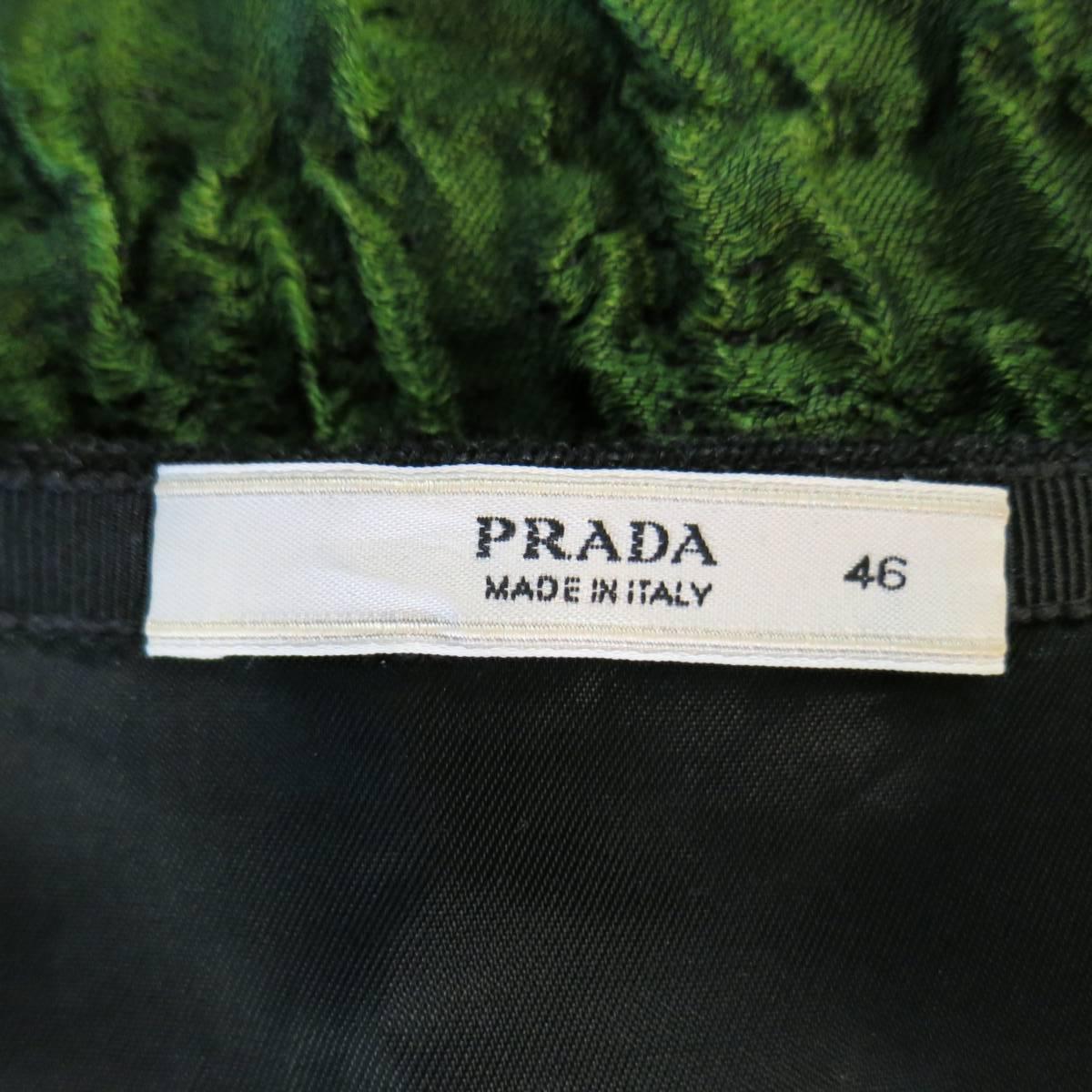 PRADA Size 10 Charcoal & Green Ombre Gradient Textured Fall 2007 Skirt 1