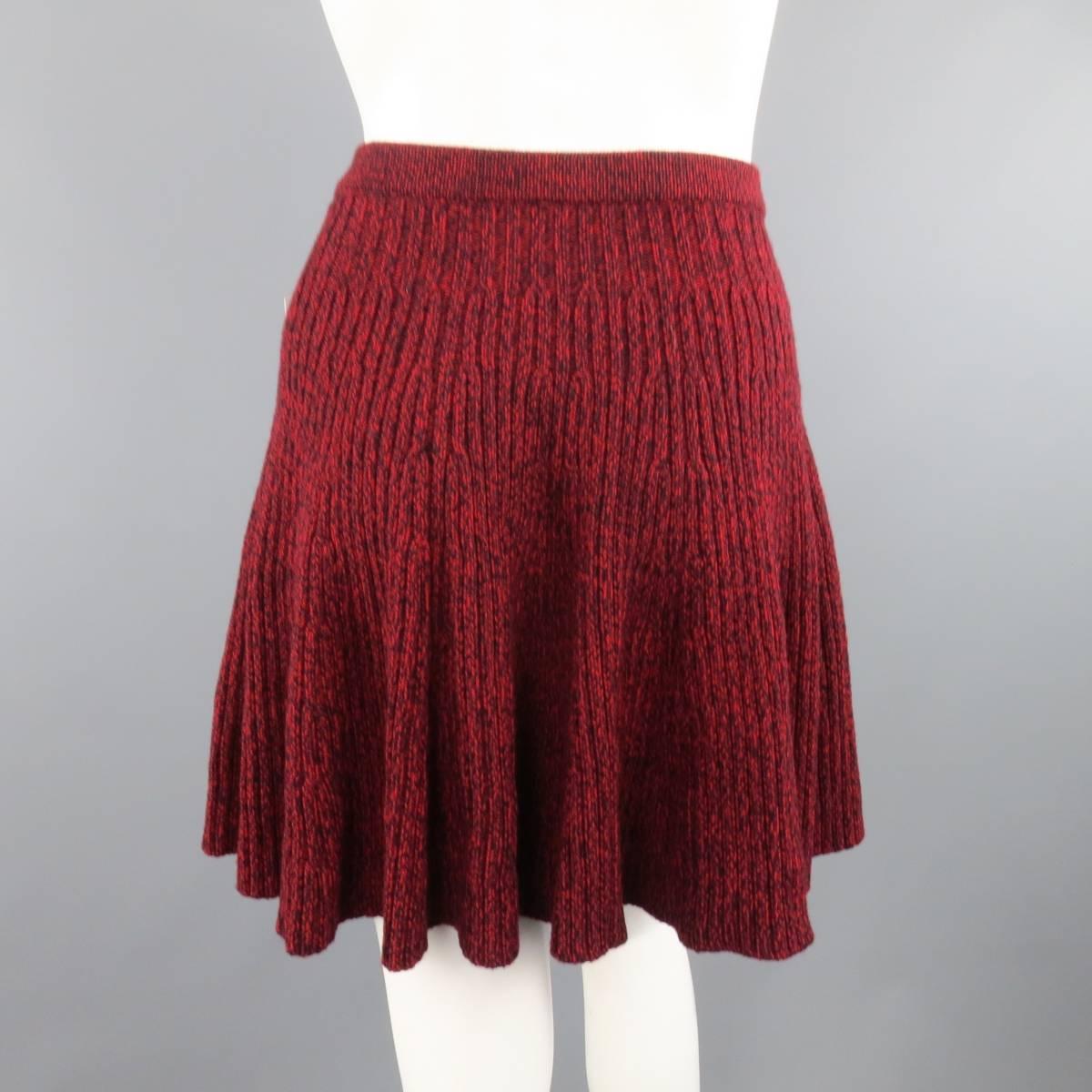Women's ALEXANDER MCQUEEN Size S Burgundy Wool Shawl Collar Peplum Cardigan Skirt Set