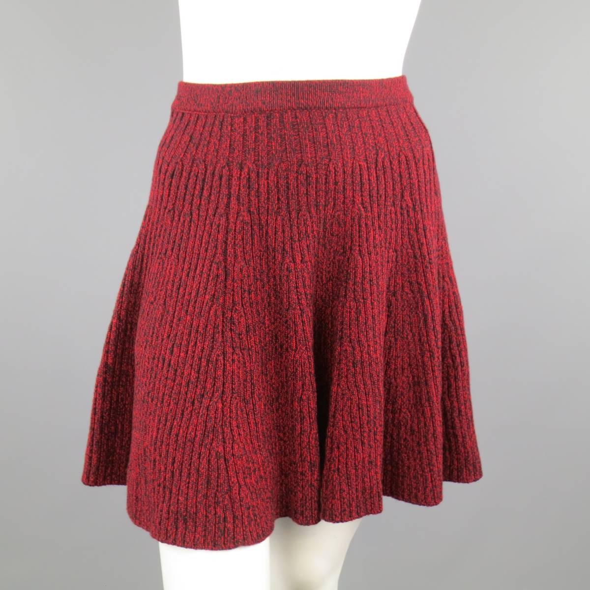 ALEXANDER MCQUEEN Size S Burgundy Wool Shawl Collar Peplum Cardigan Skirt Set In Excellent Condition In San Francisco, CA