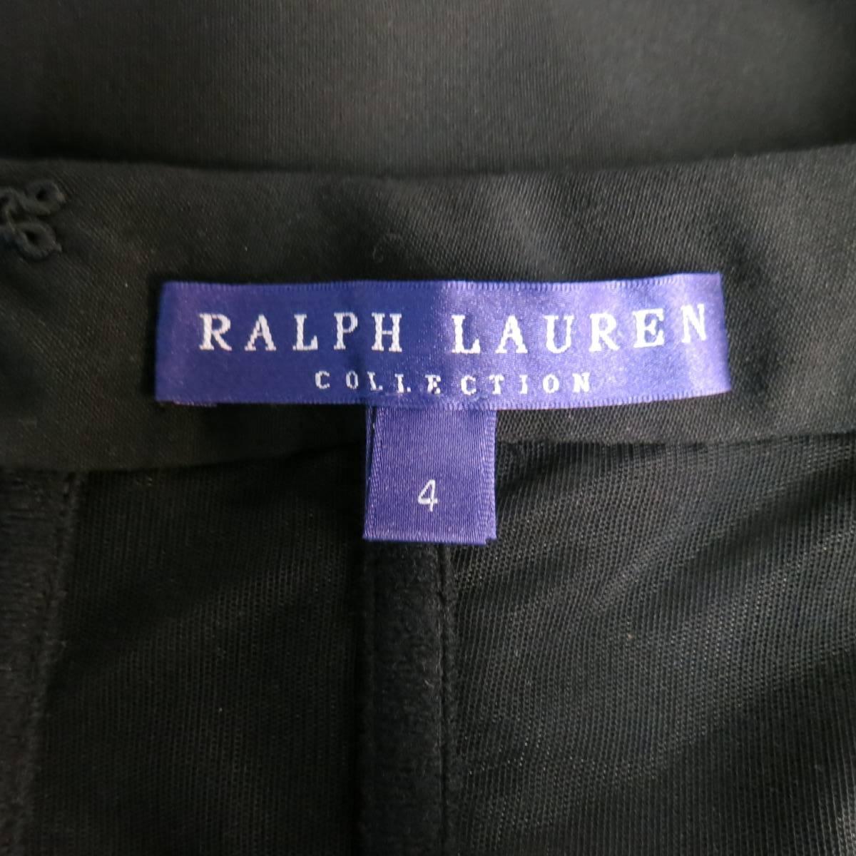 Ralph Lauren Black Wool Leather Sleeve Megan Gown / Dress, Collection 2012  3