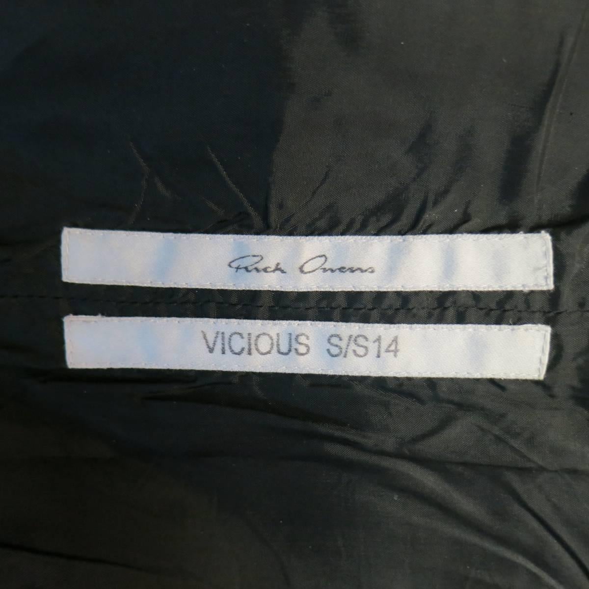 Men's RICK OWENS Size M Black Leather Lace Up Zip Tank Top Vest 2