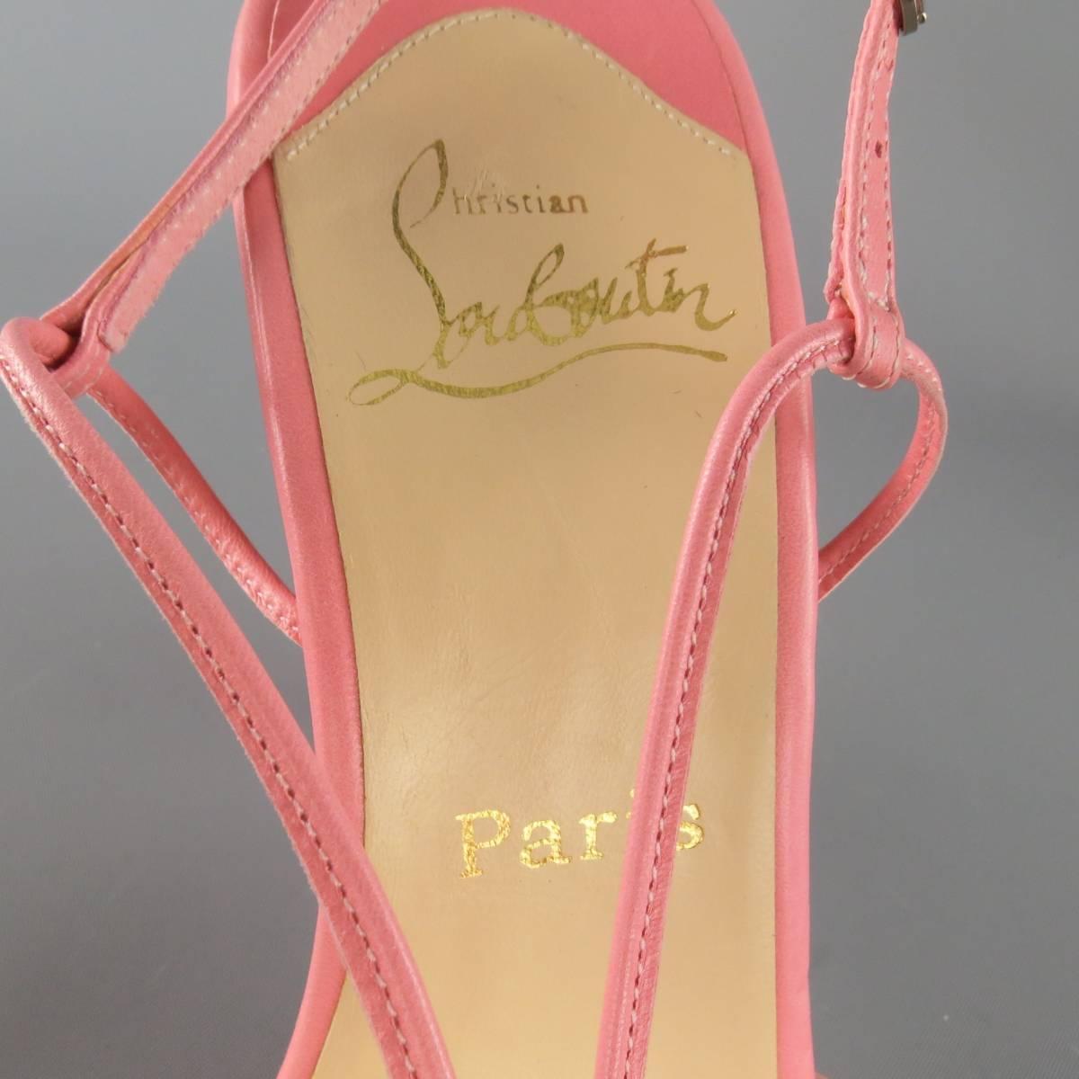 CHRISTIAN LOUBOUTIN Size 9 Pink Leather & PVC Bow BLADE RUNNER Sandals In Excellent Condition In San Francisco, CA