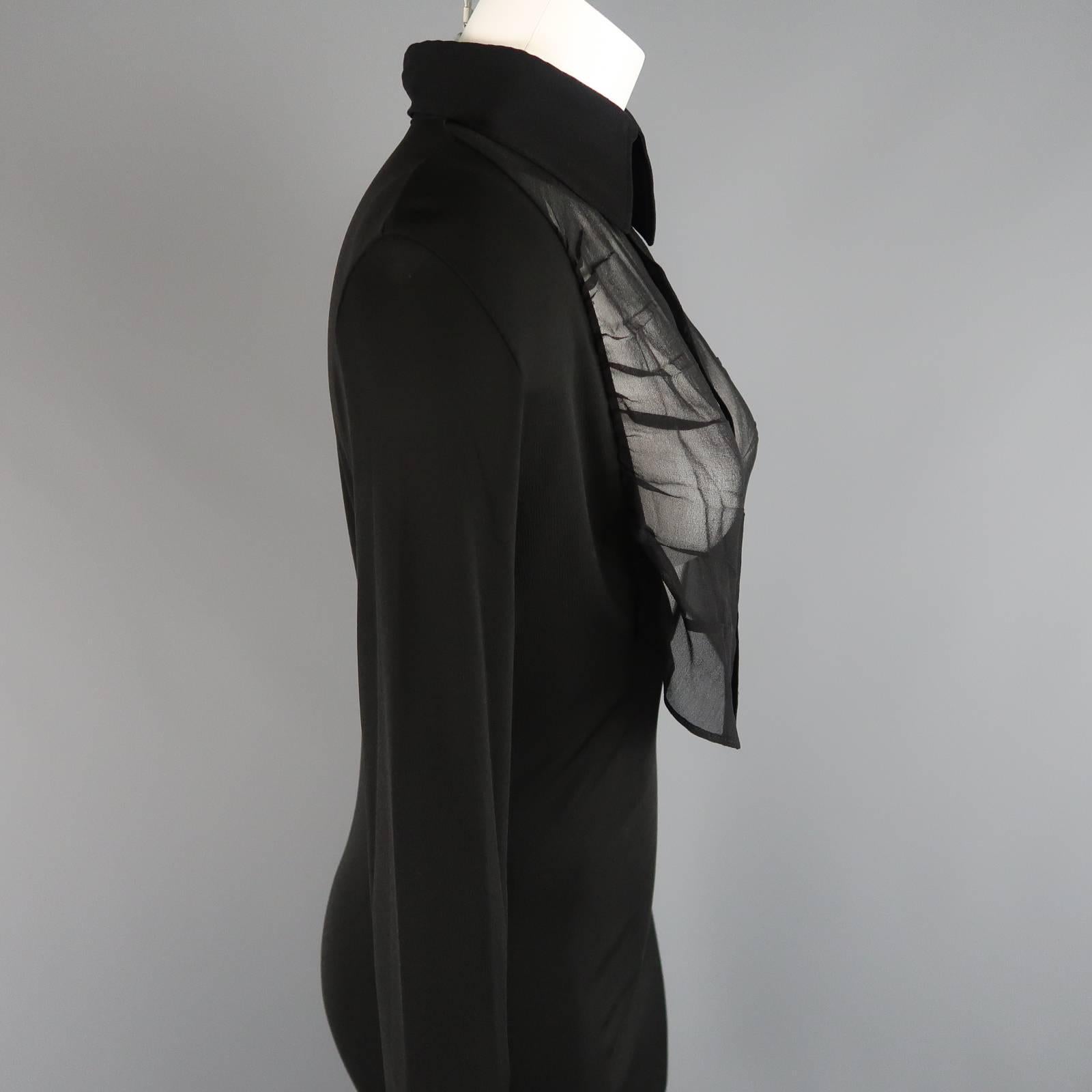 JEAN PAUL GAULTIER Size 10 Black Sheer Blouse Chest Maxi Dress In New Condition In San Francisco, CA
