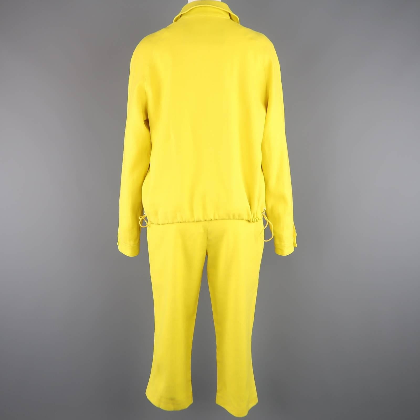 GIANFRANCO FERRE JEANS Size 8 Yellow Linen Blend Capri Pant Suit 3