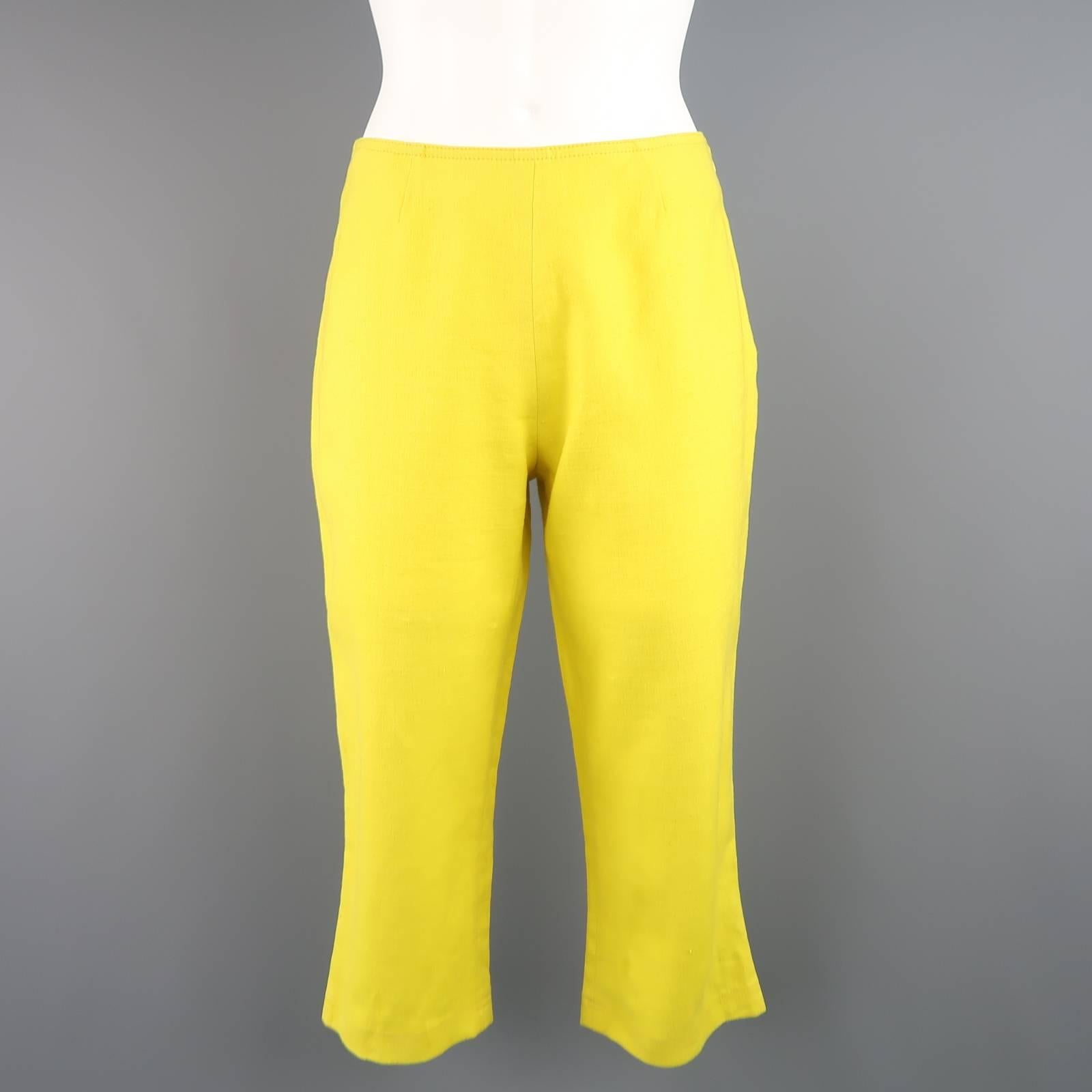 GIANFRANCO FERRE JEANS Size 8 Yellow Linen Blend Capri Pant Suit 4