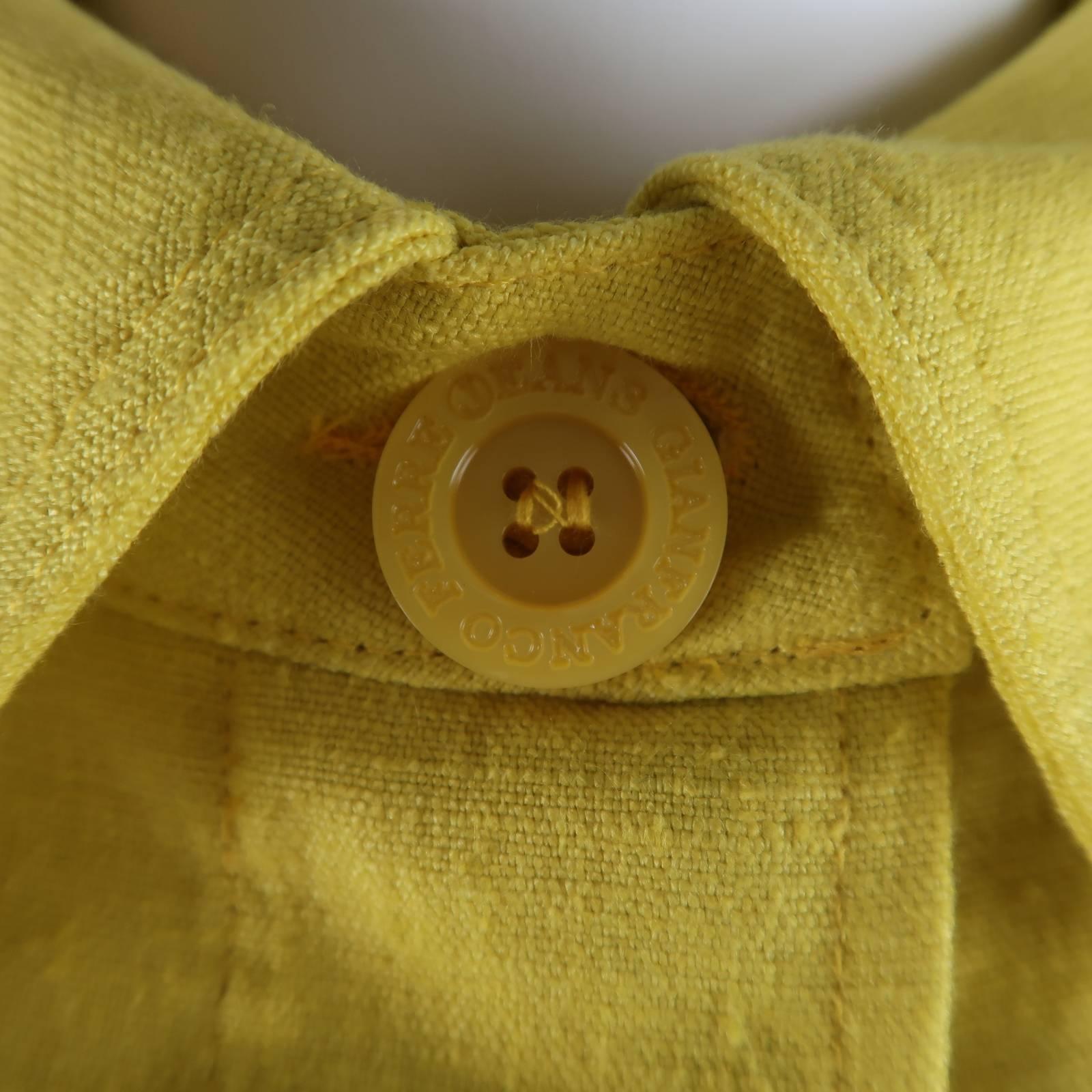 Women's GIANFRANCO FERRE JEANS Size 8 Yellow Linen Blend Capri Pant Suit