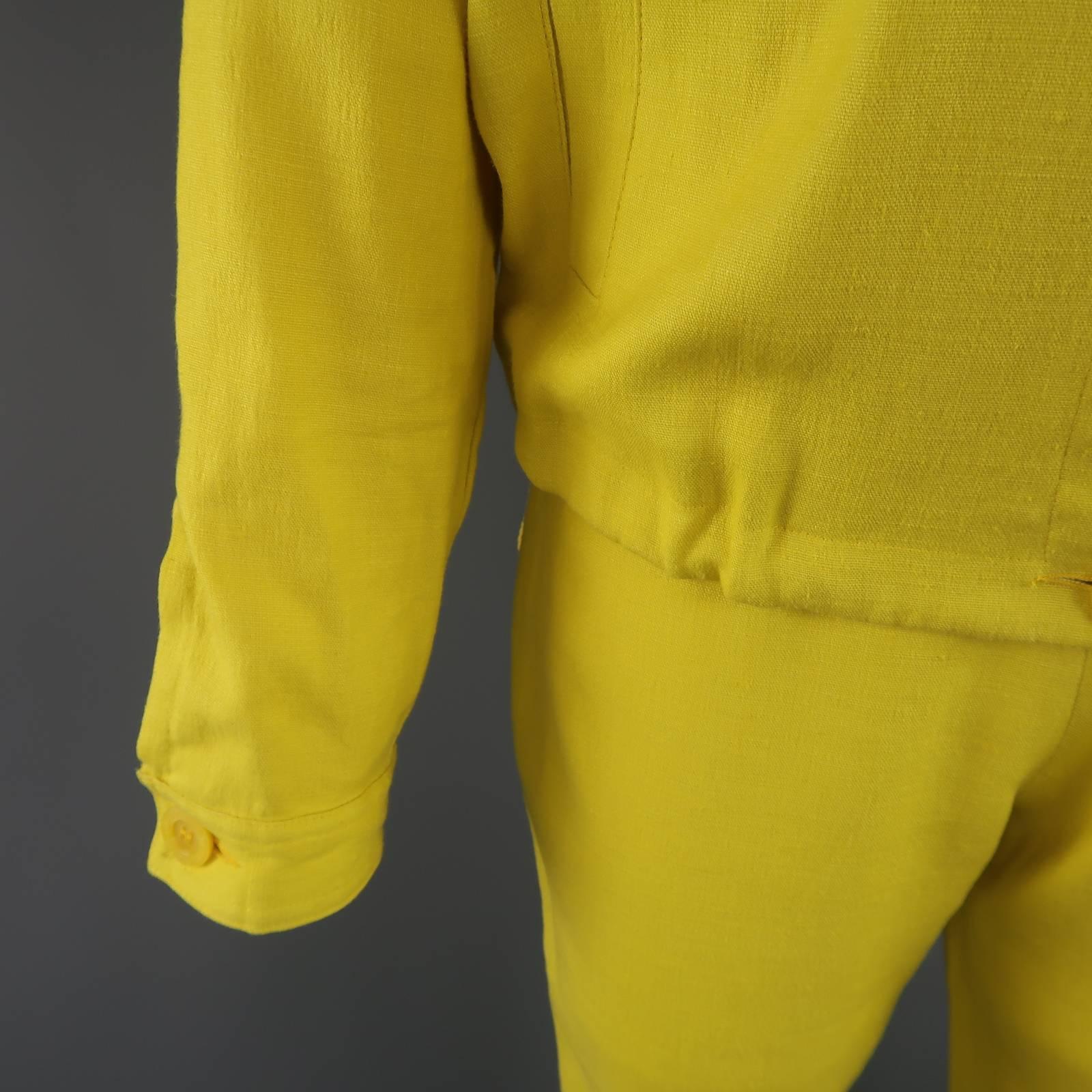 GIANFRANCO FERRE JEANS Size 8 Yellow Linen Blend Capri Pant Suit 2