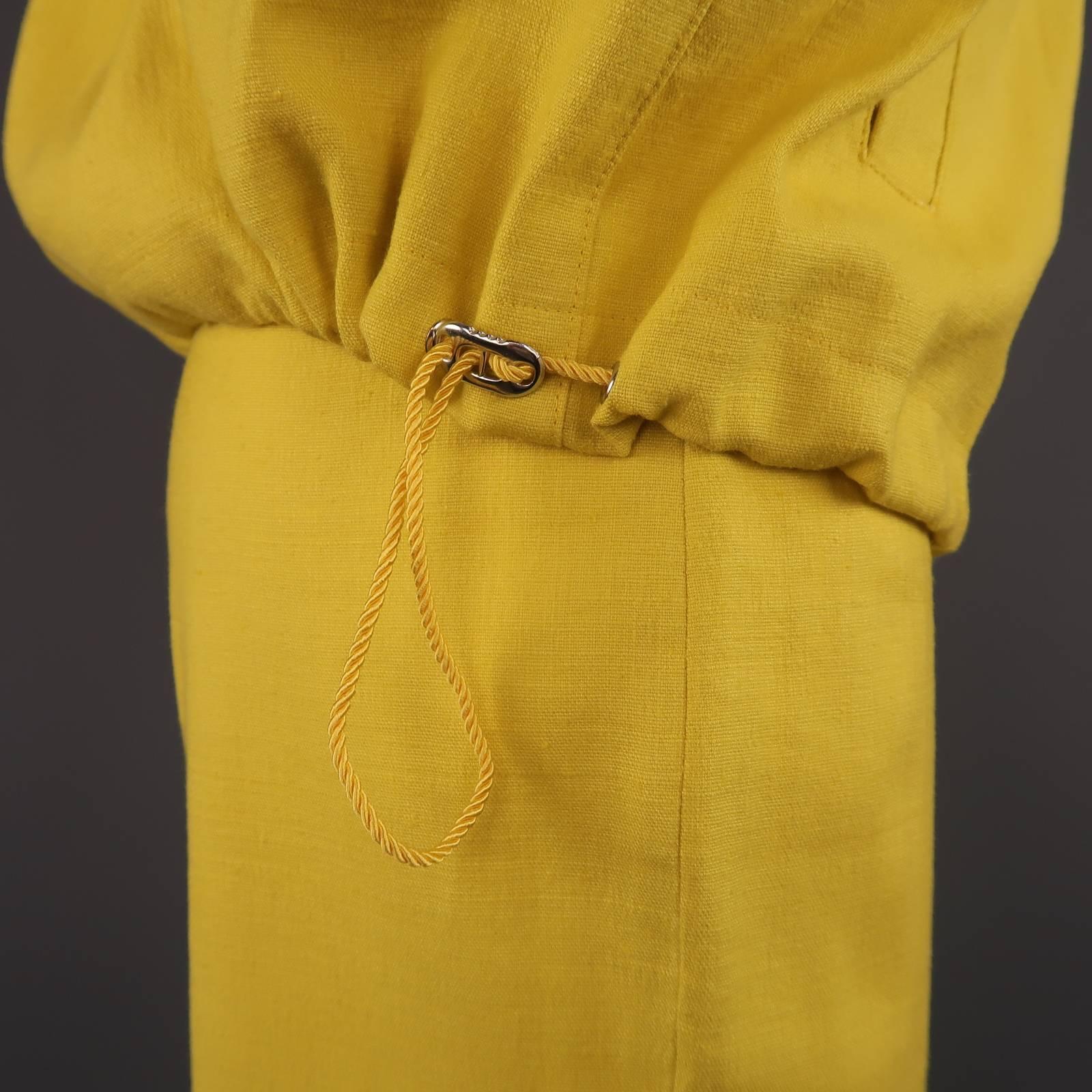 GIANFRANCO FERRE JEANS Size 8 Yellow Linen Blend Capri Pant Suit 1