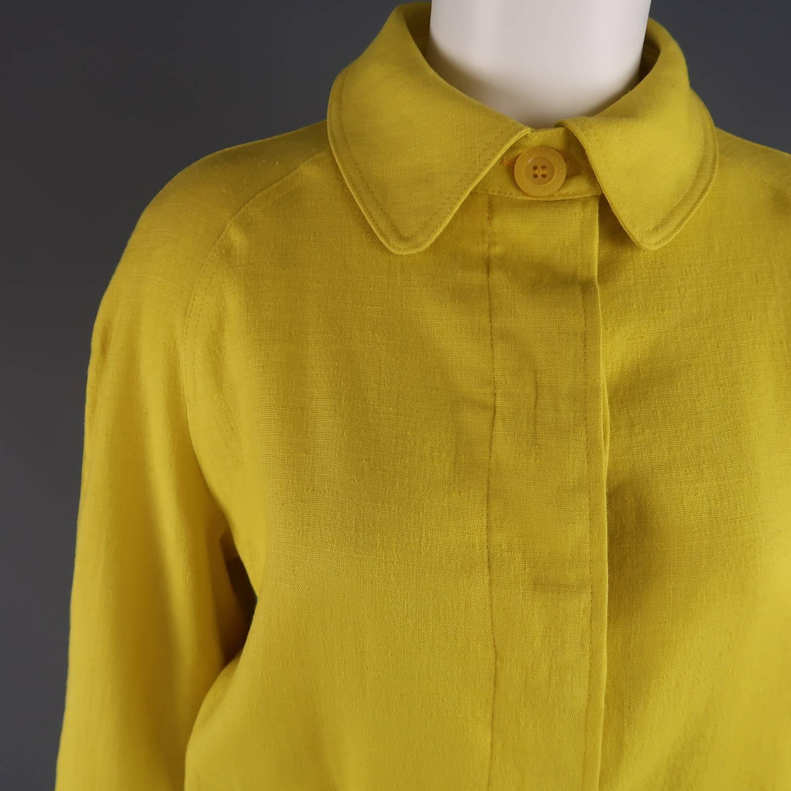 GIANFRANCO FERRE JEANS Size 8 Yellow Linen Blend Capri Pant Suit In Good Condition In San Francisco, CA