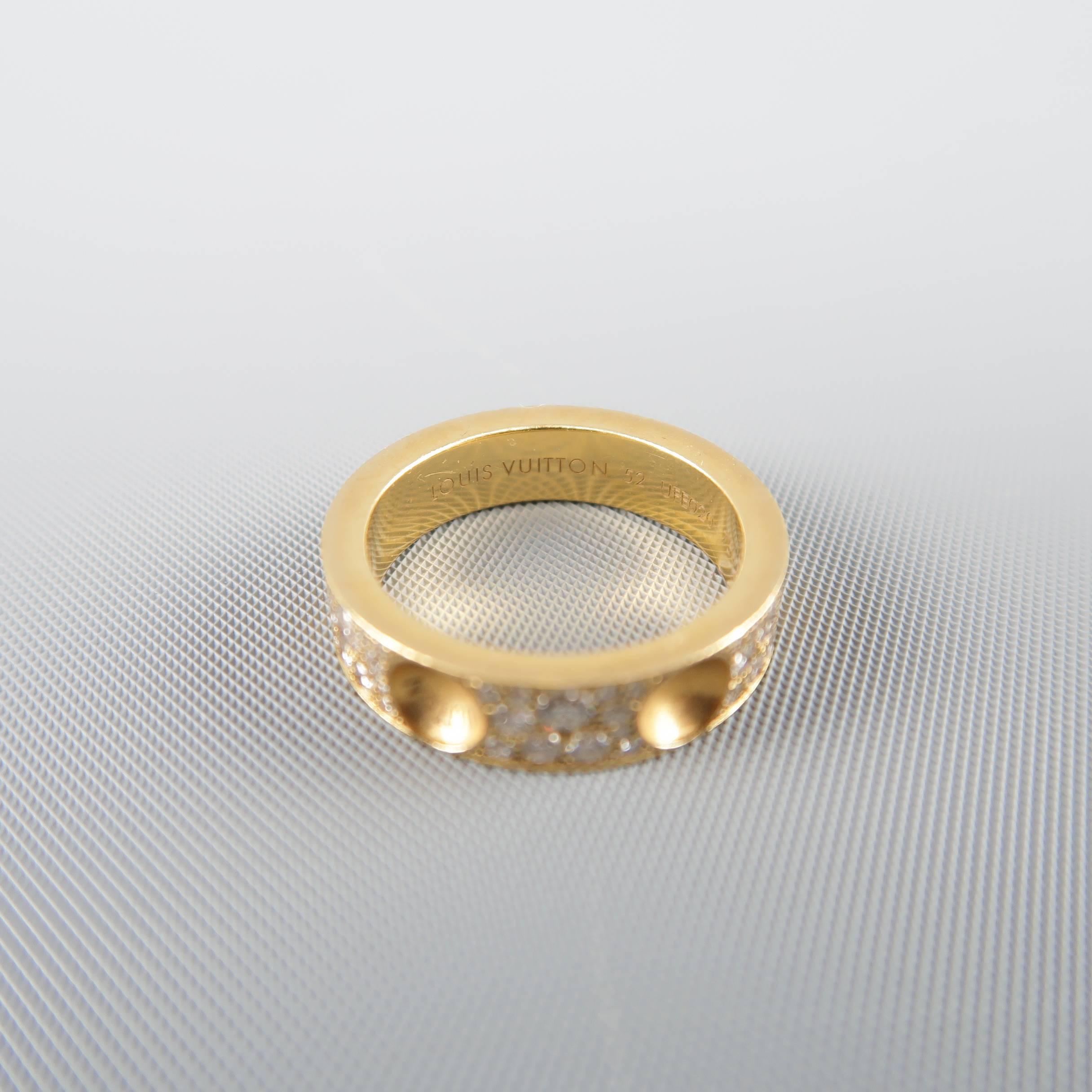 Louis Vuitton Gold Empreinte Inverted Stud Diamond Ring  In Good Condition In San Francisco, CA