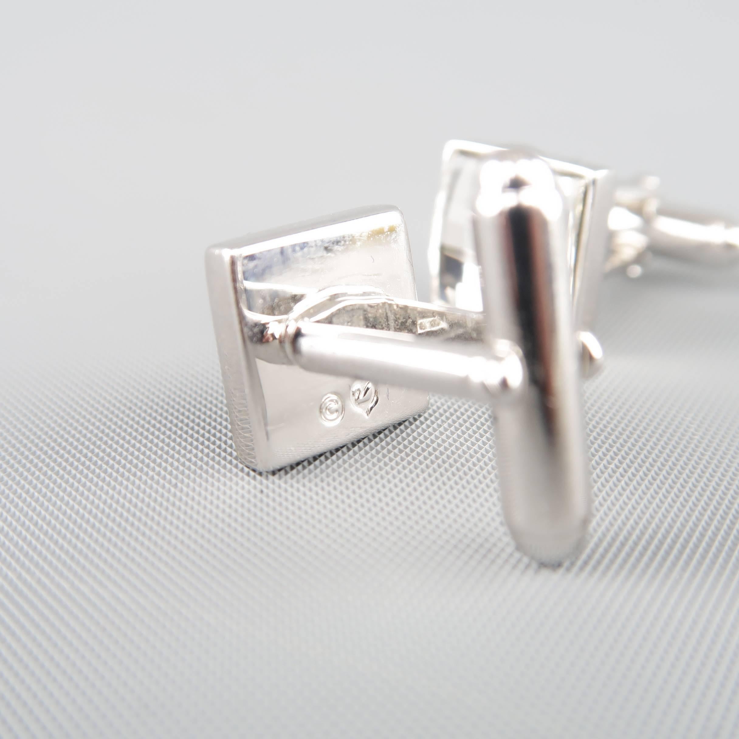 Men's SWAROVSKI Silver Tone Square Crystal Cuff Links