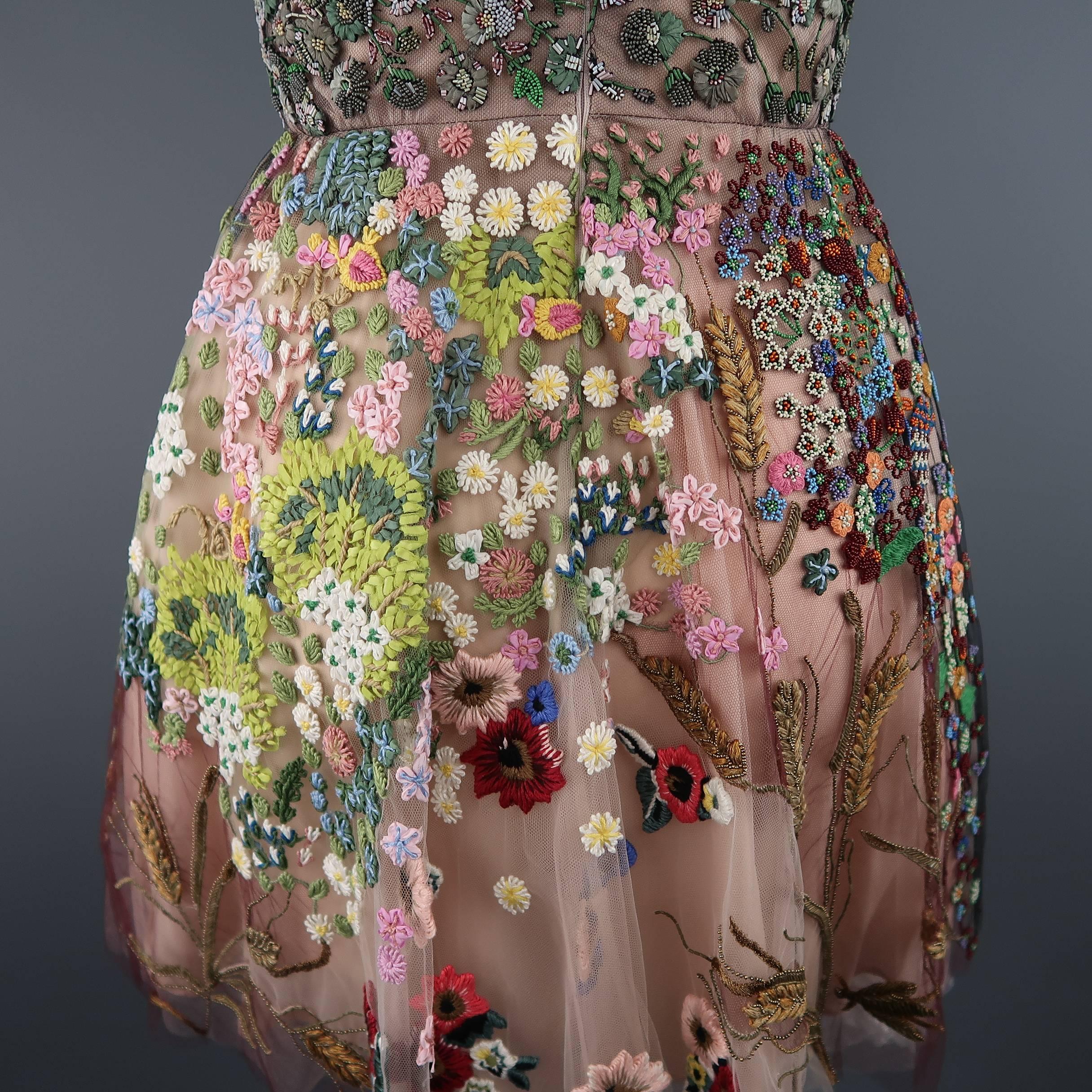 Valentino Silk Floral Bird Embroidered Cocktail Dress, Resort 2016 Runway 2