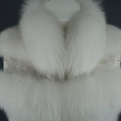 Dennis Basso Beaded White Fox Fur Vest
