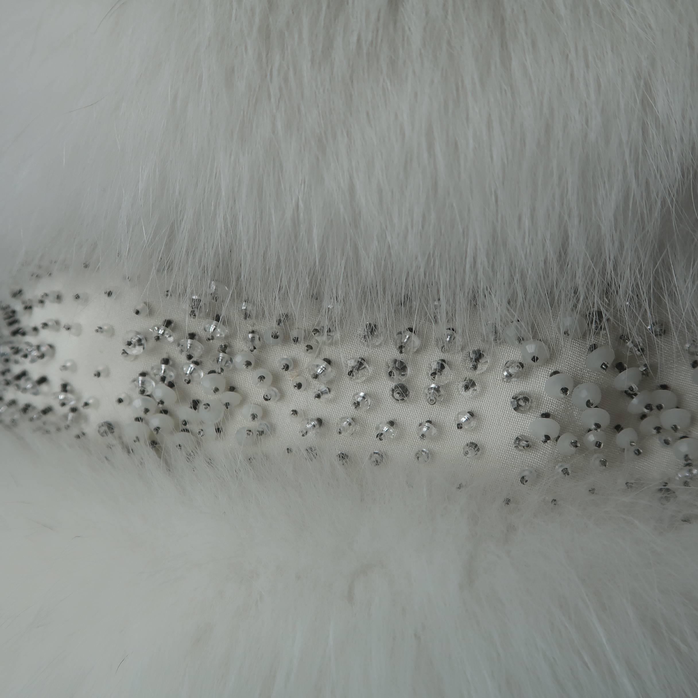 Dennis Basso Beaded White Fox Fur Vest  1