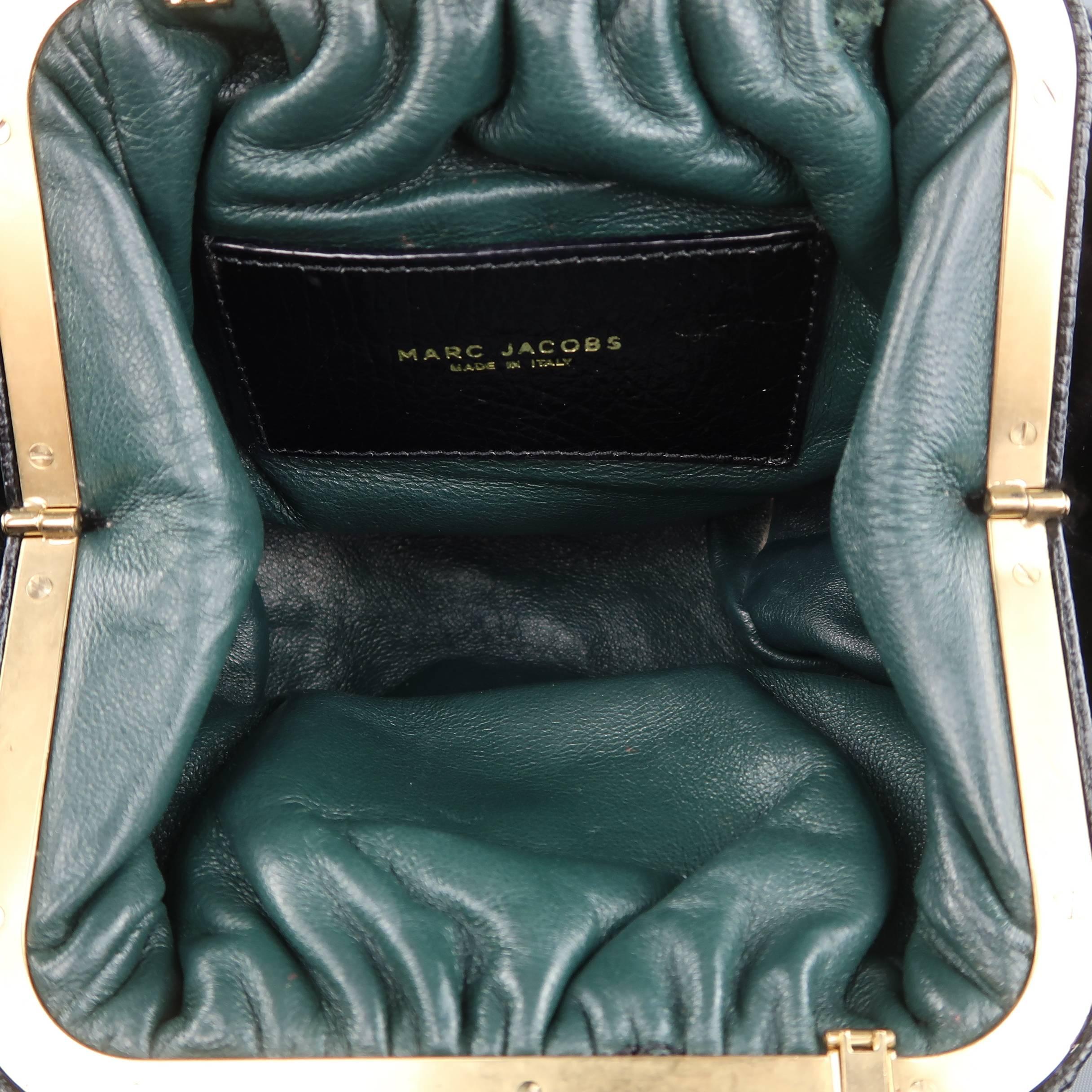 Marc Jacobs Black Mink Fur Gold Kiss Lock Chain Purse Handbag 3