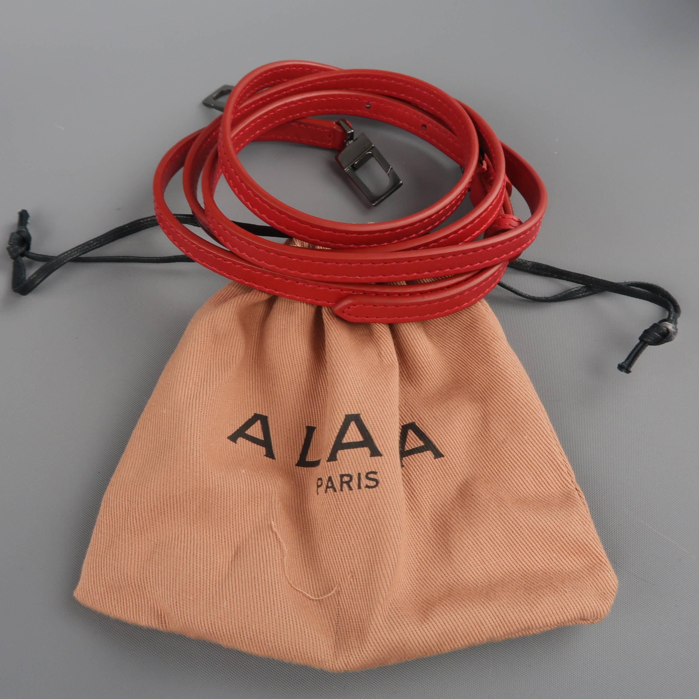Alaia Red Perforated Leather Mini Top Handles Cross Body Handbag 10