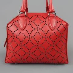 Alaia Red Perforated Leather Mini Top Handles Cross Body Handbag