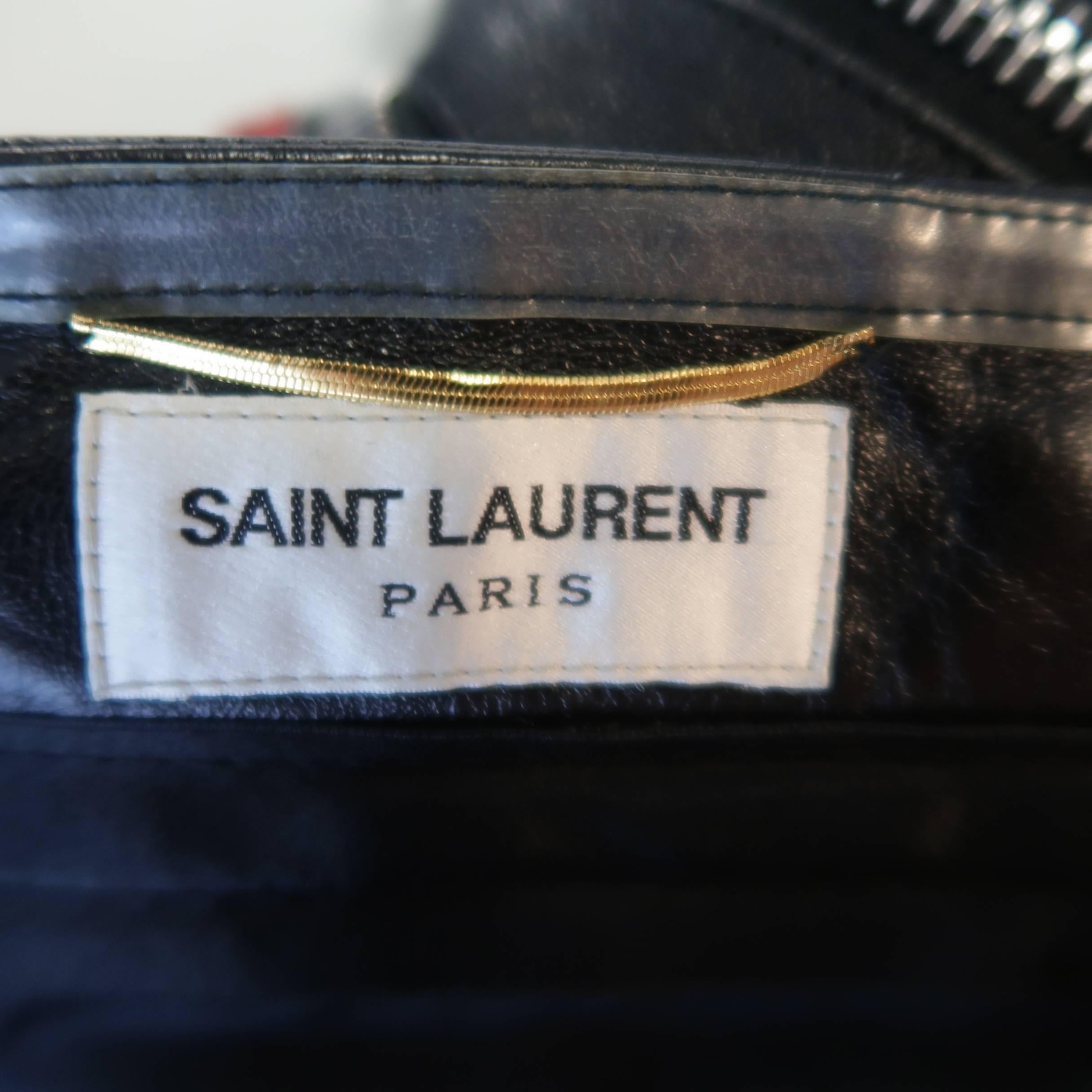 Saint Laurent Black Mixed Materials Leather Zip Bustier Cocktail Dress 11