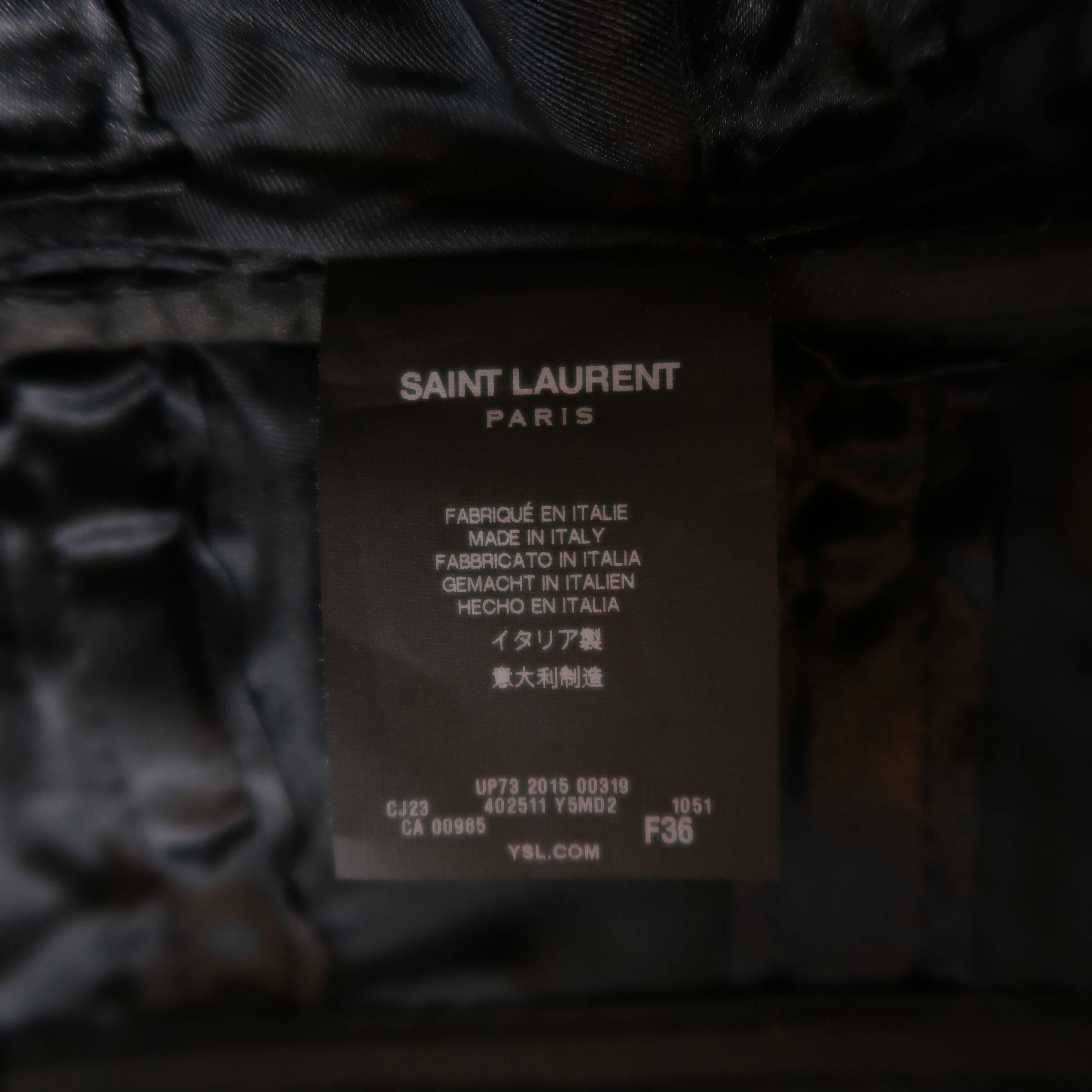 Saint Laurent Black Mixed Materials Leather Zip Bustier Cocktail Dress 12